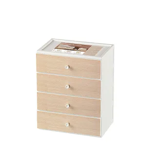 【KEYWAY 聯府】面寬25.8cm 楓木桌上型四層文具收納盒(2入)