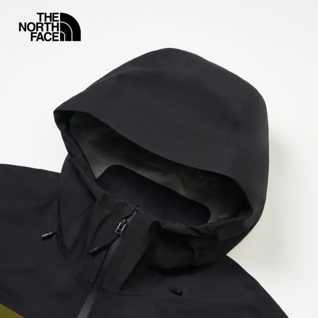 【The North Face】北面男款綠黑拼接防水透氣多口袋連帽衝鋒衣｜87U7RMO