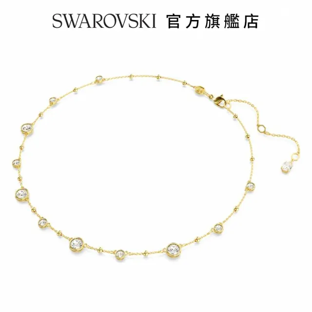 【SWAROVSKI 官方直營】Imber 項鏈 圓形切割分散設計 白色 鍍金色色調