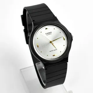 【CASIO 卡西歐】CASIO手錶 高雅銀面金點刻度膠錶(MQ-76-7A1LDF)