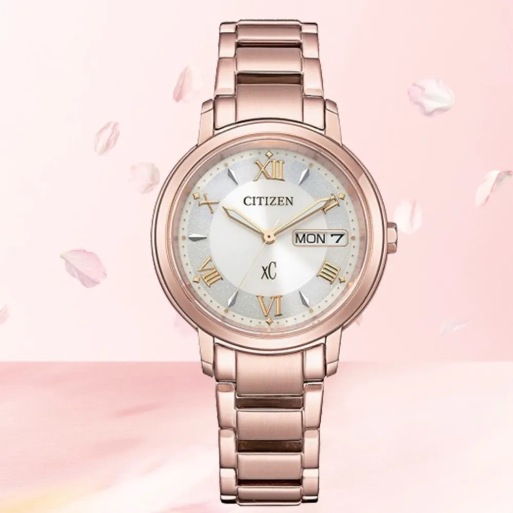 【CITIZEN 星辰】xC系列 廣告款 亞洲限定 光動能時尚腕錶/櫻花粉32.5 mm(EW2426-62A)