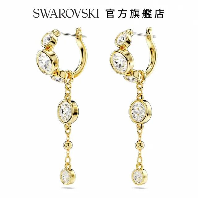 【SWAROVSKI 官方直營】Imber 水滴形耳環圓形切割 白色 多種金屬潤飾