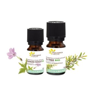 【Fleurance Nature 芙樂思】茶樹 10ml+天竺葵 5ml 天然有機精油(精油2入組)