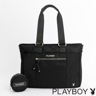【PLAYBOY】托特包附長背帶 Futura系列(黑色)