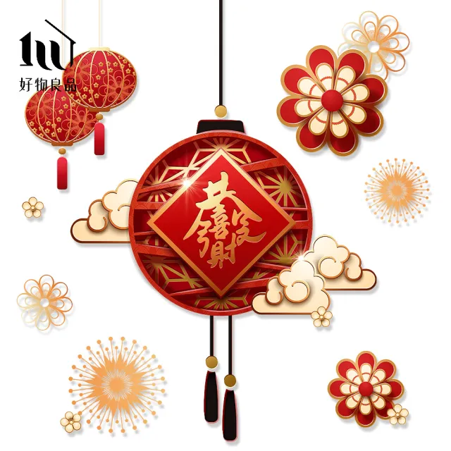 【好物良品】140x85cm燈籠款_新春過年節慶玻璃門窗靜電窗貼(雙面窗花裝飾佈置 春聯 壁貼貼紙 玻璃貼)
