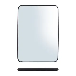 【LEZUN/樂尊】免打孔壁掛浴室鏡帶置物架 50*70cm(方形浴室鏡 化妝鏡)