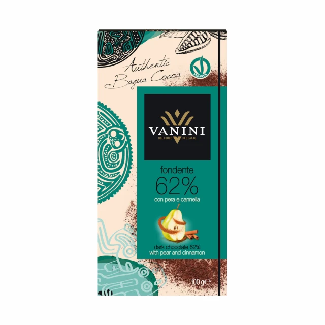 【VANINI】62%醇黑西洋梨&肉桂夾心巧克力(100g)