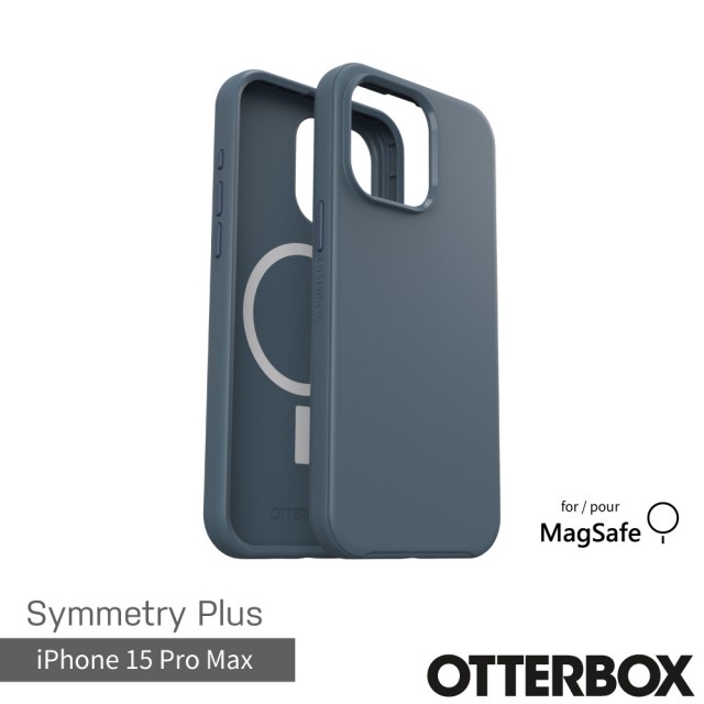 【OtterBox】iPhone 15 Pro Max 6.7吋 Symmetry Plus 炫彩幾何保護殼-藍(支援MagSafe)