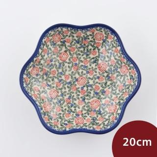 【美學生活 波蘭陶】波蘭陶 Vena 花形深盤 20cm 波蘭手工製(綠野玫瑰系列)