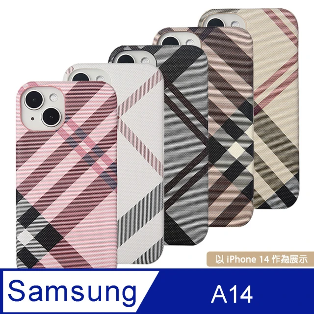 Aguchi 亞古奇 Samsung Galaxy A14 英倫格紋氣質背蓋手機殼/保護殼(獨家限量發行)