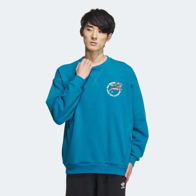 【adidas 愛迪達】上衣 男款 長袖上衣 大學T 運動 三葉草 CNY 亞規 FT CREWNECK 藍 IX4237