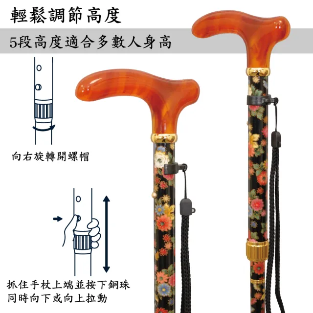 【HOHOCANE 好好杖】雅典娜-台灣製醫療拐杖折疊拐杖 單手鋁製拐杖(外出旅遊、拐杖伸縮折疊真方便)