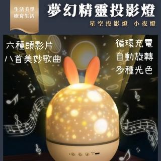 【無】夢幻精靈投影燈(小夜燈 星空燈 贈六張投影片 八首音樂 四種光)