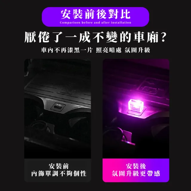 【質感RGB】USB七彩漸變氛圍燈2入(USB燈 車內裝飾 氣氛燈 led燈 小夜燈 變色燈 床頭燈 彩虹燈 七彩燈)