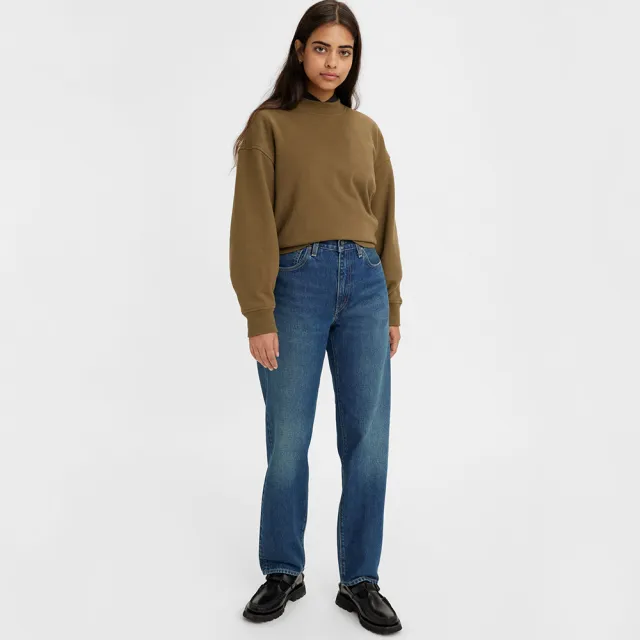 【LEVIS】LMC女款復古高腰舒適直筒牛仔長褲/及踝款 熱賣單品 75645-0022