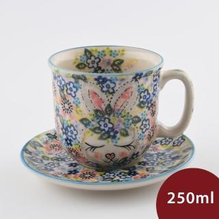 【美學生活 波蘭陶】波蘭陶 Vena 咖啡杯盤組 250ml 波蘭手工製(童話森林系列)