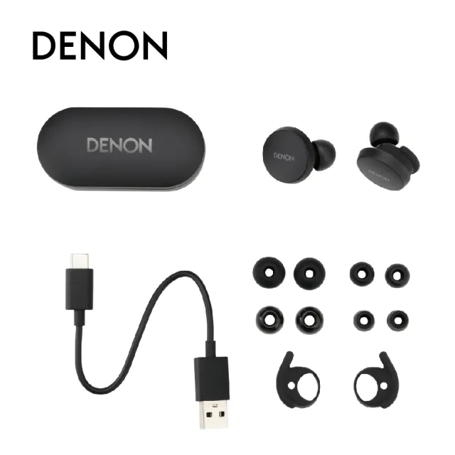 Denon Denon PerL True Wireless Earbuds Active Noise Cancelling Bluetooth Personalized Sound with Masimo Adaptive Acoustic Technology 24-Hr Battery Life Wireless Charging (Black)