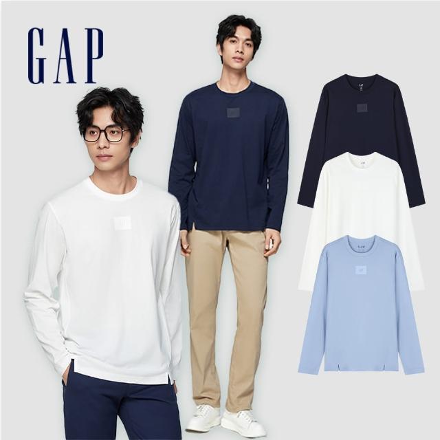 【GAP】男裝 Logo純棉圓領長袖T恤-多色可選(885504)