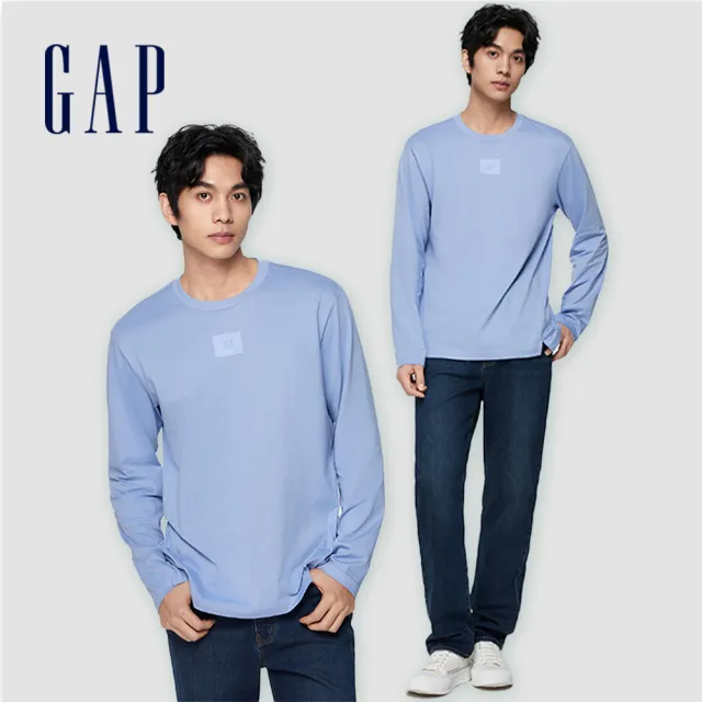 【GAP】男裝 Logo純棉圓領長袖T恤-多色可選(885504)