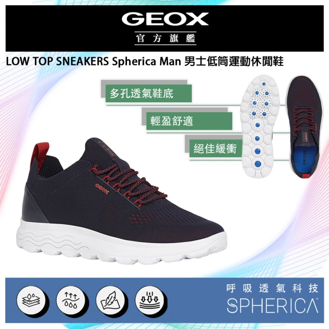 【GEOX】Spherica Man 男士低筒運動休閒鞋 黑/紅(SPHERICA™ GM3F101-12)