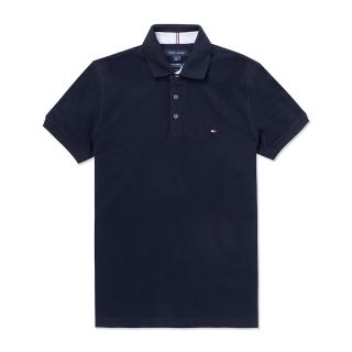 【Tommy Hilfiger】TOMMY 經典刺繡Logo短袖POLO衫 上衣-黑色(平輸品)