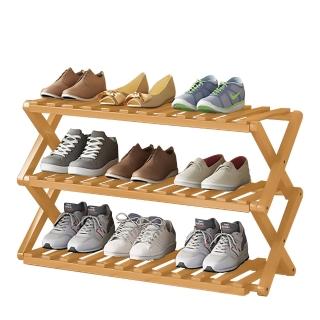 【EZlife】免工具折疊三層簡易鞋架(寬68cm)