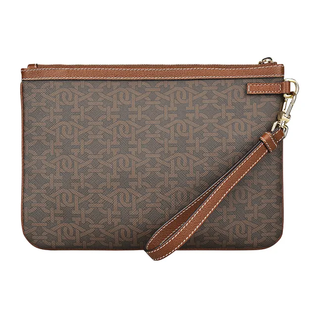 【BALLY】BALLY CERTHE 白字LOGO印花TPU拉鍊手拿包(棕)