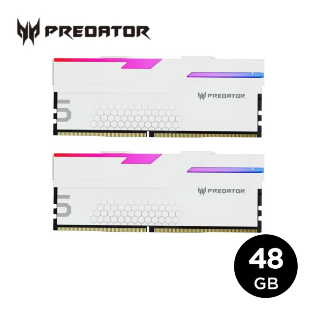 Acer 宏碁】Predator Hermes RGB DDR5-6800 48GB超頻桌上型記憶體白色