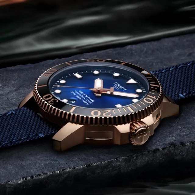 【TISSOT 天梭 官方授權】SEASTAR 海洋之星 300米陶瓷圈潛水機械腕錶 禮物推薦 畢業禮物(T1204073704100)