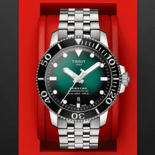 【TISSOT 天梭 官方授權】SEASTAR 海洋之星 300米陶瓷圈潛水機械腕錶 禮物推薦 畢業禮物(T1204071109101)