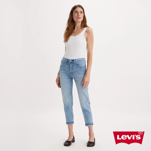 LEVIS 女款 高腰修身牛仔男友褲 / 精工淺色水洗 / 赤耳 及踝款 人氣新品 19745-0011