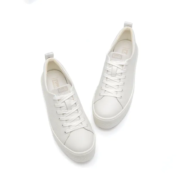 【Keds】SKYLER LEATHER 極輕時尚厚底皮革休閒小白鞋(9241W133993)