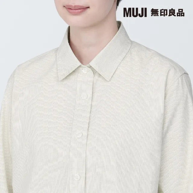 【MUJI 無印良品】女有機棉水洗平織布長袖襯衫(共6色)