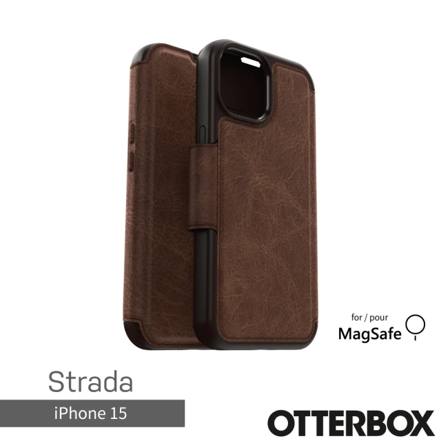 OtterBoxOtterBox iPhone 15 6.1吋 Strada 步道者系列真皮掀蓋保護殼-棕(支援MagSafe)