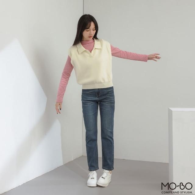 【MO-BO】簡約翻領微挺感針織背心