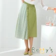 【betty’s 貝蒂思】素面拼接格布雪紡長裙(粉綠)