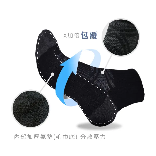 【MORINO】6雙組-台灣製-抗菌消臭暖舒X型氣墊1/2短襪男襪-L25-27CM(運動襪 氣墊襪  機能襪 除臭襪)