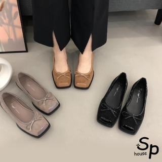 【Sp house】懷舊好搭風格素面方頭低跟休閒鞋(3色可選)
