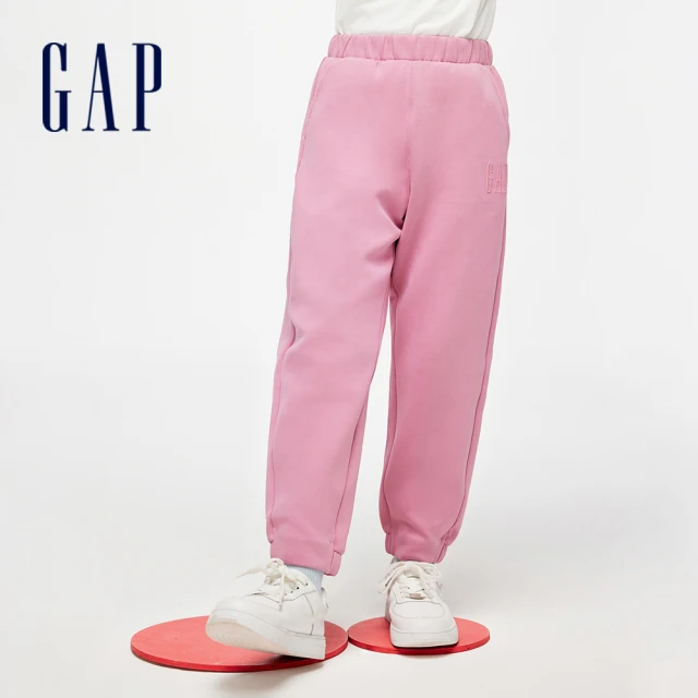 GAP 女童裝 Logo束口鬆緊褲 空氣三明治系列-粉色(891981)