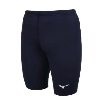 【MIZUNO 美津濃】男五分緊身短褲-臺灣製 吸濕速乾 慢跑 訓練 美津濃 丈青白(U2TBBG1614)