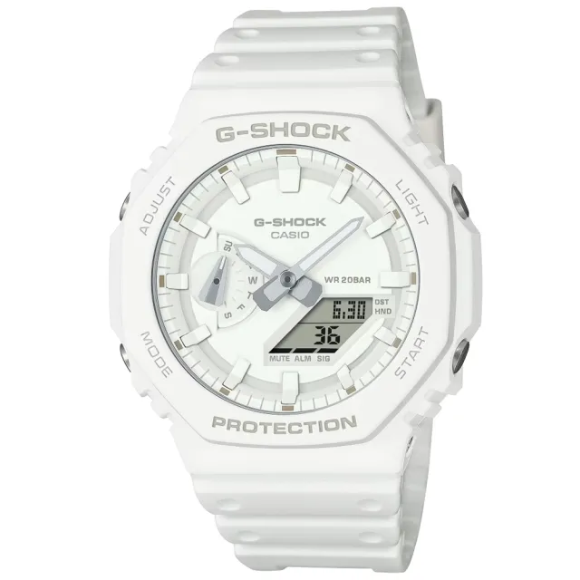 【CASIO 卡西歐】G-SHOCK Tone-on-Tone 百搭純白 同色時尚 八角形錶殼 GA-2100-7A7_45.4mm