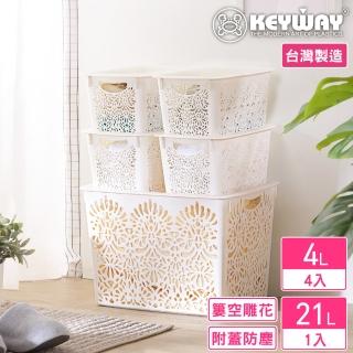 【KEYWAY 聯府】哲學家收納籃-5入組合-1大4小(附蓋 置物籃 MIT臺灣製造)