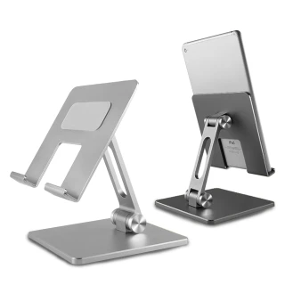 【Ermutek】強化版鋁合金手機平板支架&多角度可折疊立架(銀色/深灰色)