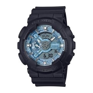 【CASIO 卡西歐】G-SHOCK 經典酷黑 獨特百搭 耀眼冰藍 人氣雙顯 GA-110CD-1A2 51.2mm