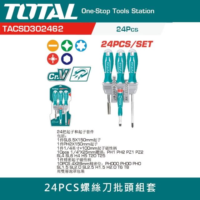 【TOTAL】24PCS螺絲刀批頭組套(螺絲起子頭套裝組 替換螺絲起子組套裝)