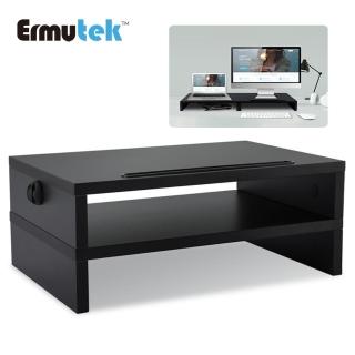 【Ermutek 二木科技】桌上型組合使用多功能收納架螢幕增高架(黑色/SR-005-B)