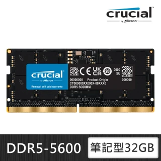 【Crucial 美光】DDR5 5600 32GB 筆電記憶體(CT32G56C46S5)