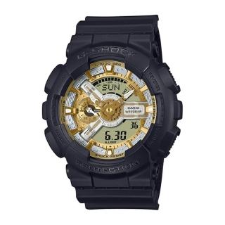 【CASIO 卡西歐】G-SHOCK 經典酷黑 獨特百搭 金銀雙色 人氣雙顯 GA-110CD-1A9 51.2mm