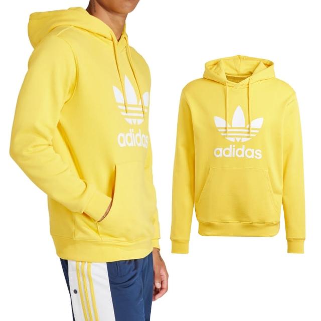 【adidas 愛迪達】TREFOIL HOODY 男款 黃色 連帽T 經典 三葉草 運動 休閒 上衣 長袖 IM9409