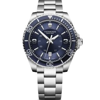 【VICTORINOX 瑞士維氏】Maverick Large 潛水大三針腕錶-藍43mm父親節 送禮(VISA-242007)